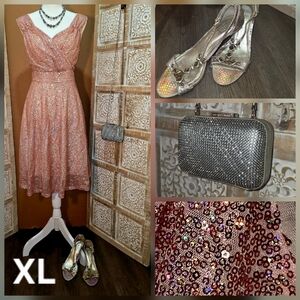 Grace Karin Sparkling Pink Midi Dress